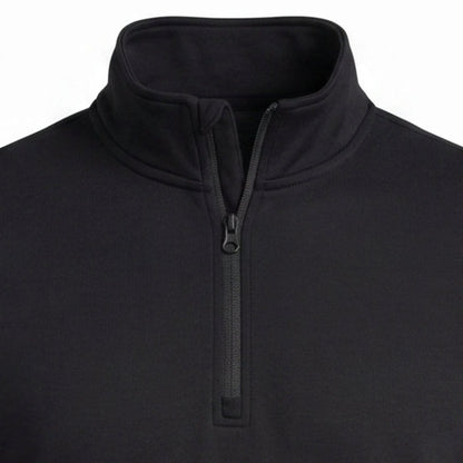 All-Season Q-Zip Pullover blank in Obsidian Black, premium performance poly pullover