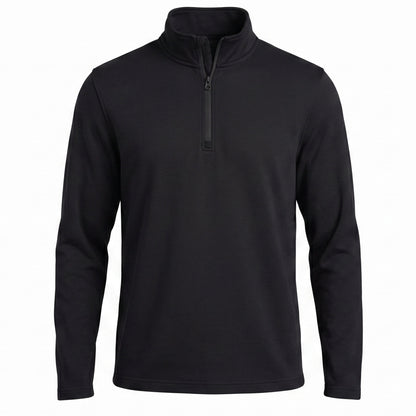 All-Season Q-Zip Pullover blank in Obsidian Black, premium performance poly pullover
